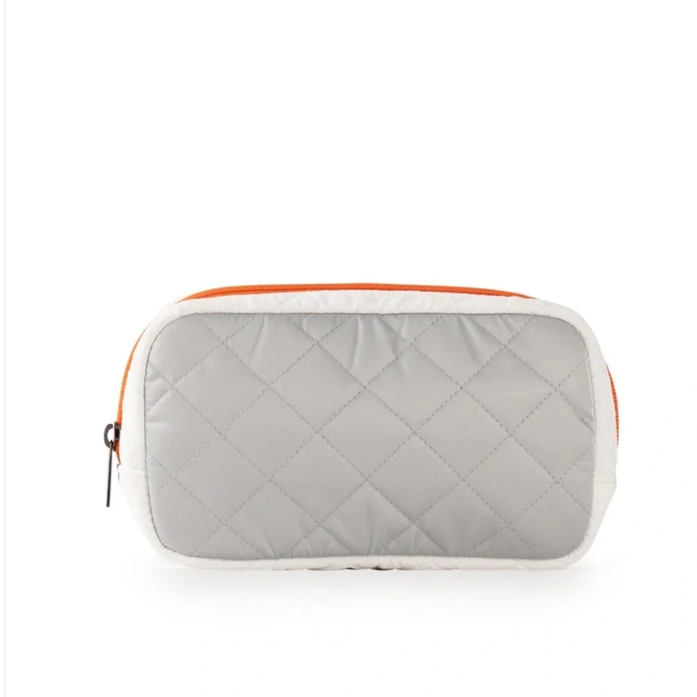 Haute Shore Charli Aspen Quilted Cosmetic Bag NWT Silver White